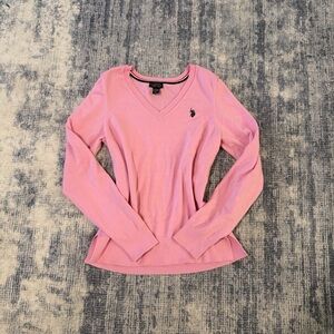 U.S. Polo Assn. Pink Long Sleeve V-Neck Top